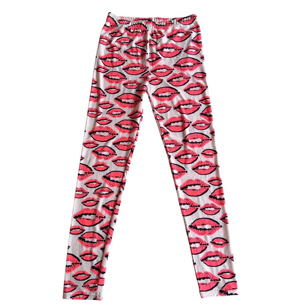 New Lip Print Leggings Pink White Graphic Y2K‎ Pop Art Activewear Baddie S/M